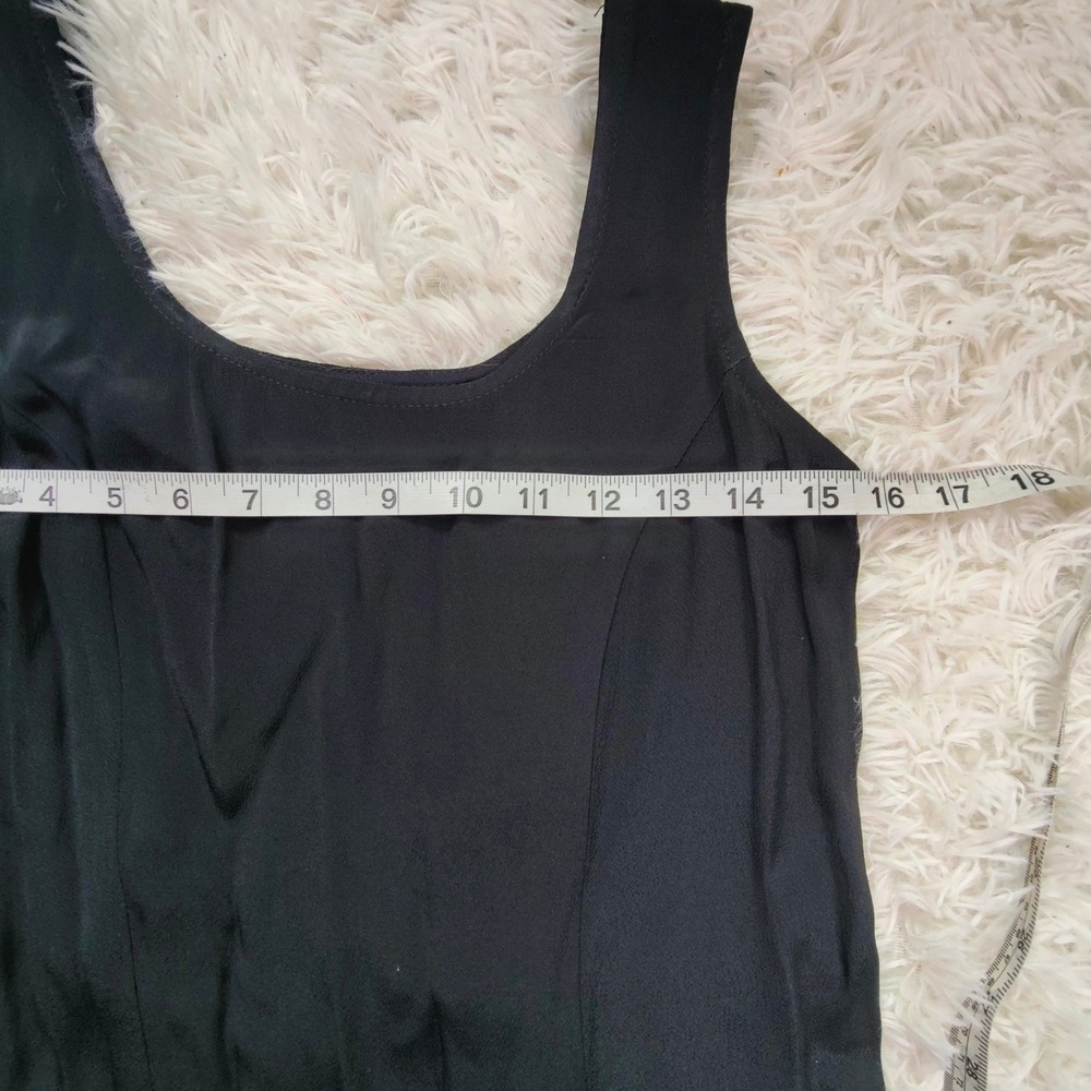 Vintage 90s Laundry by‎ Shelli Segal Black Minimalist Slit Midi Dress Tie Back S - Picture 8 of 9